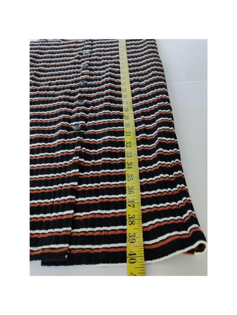 Button Front Striped Ribbed Knit Midi Dress - Picture 6 of 8